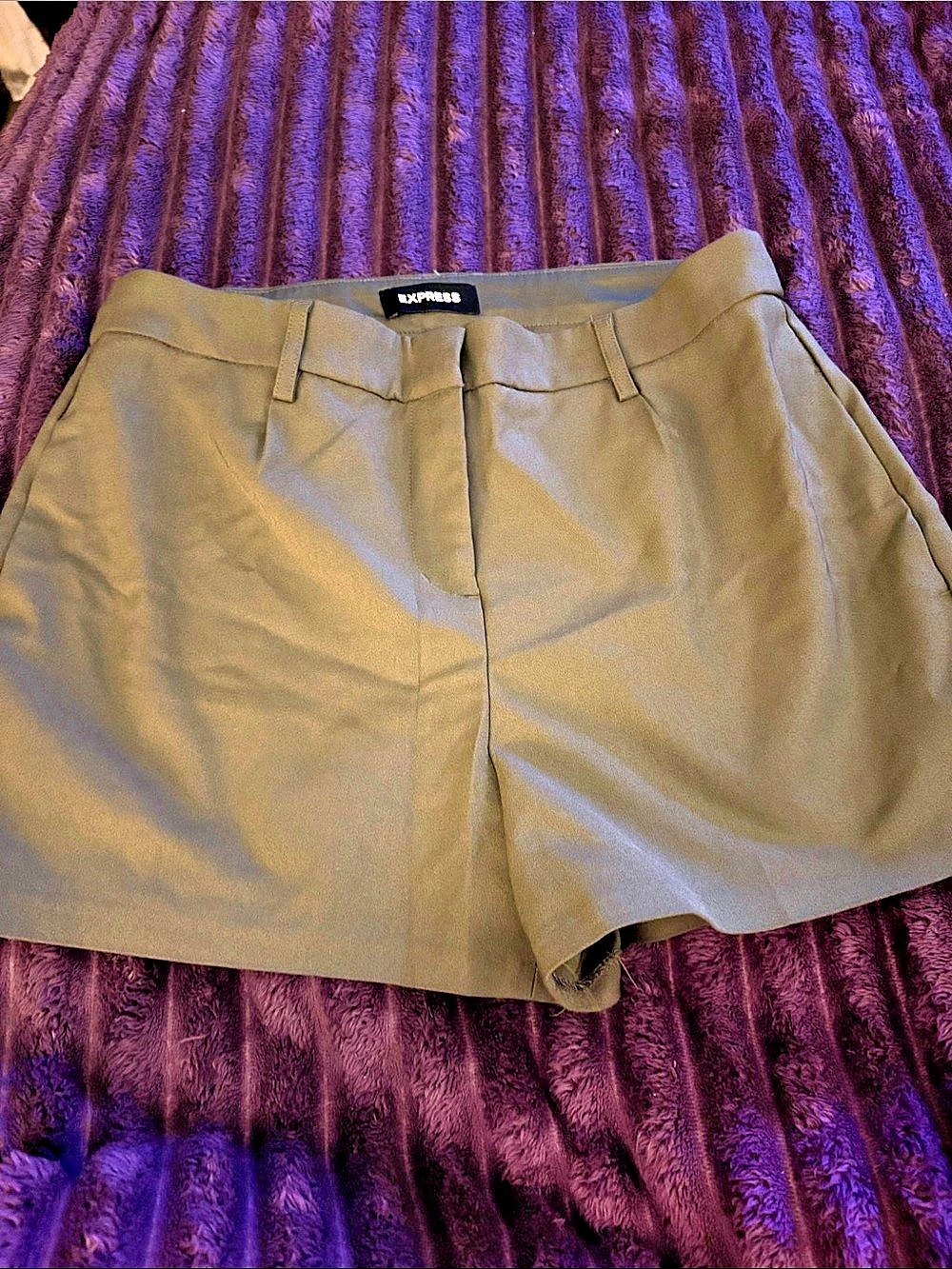 Express Shortie High Rise Shorts in Green Size 8